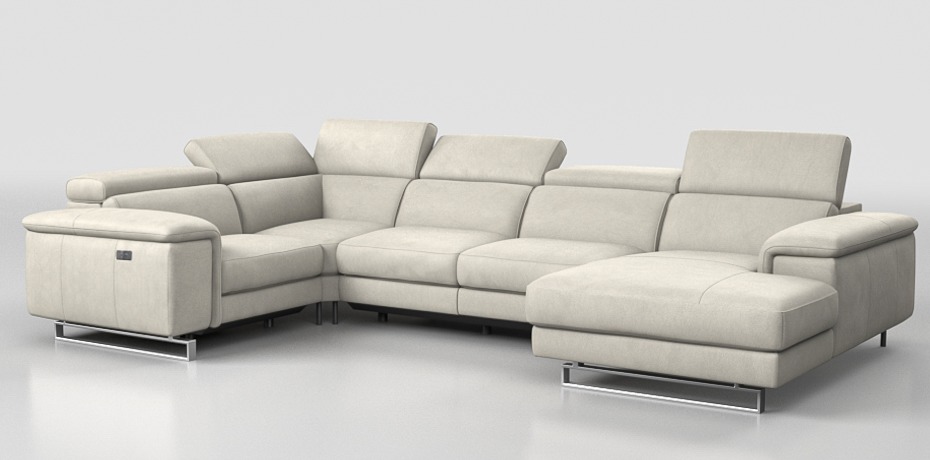 Delebio - maxi corner sofa with 1 electric recliner - left peninsula
